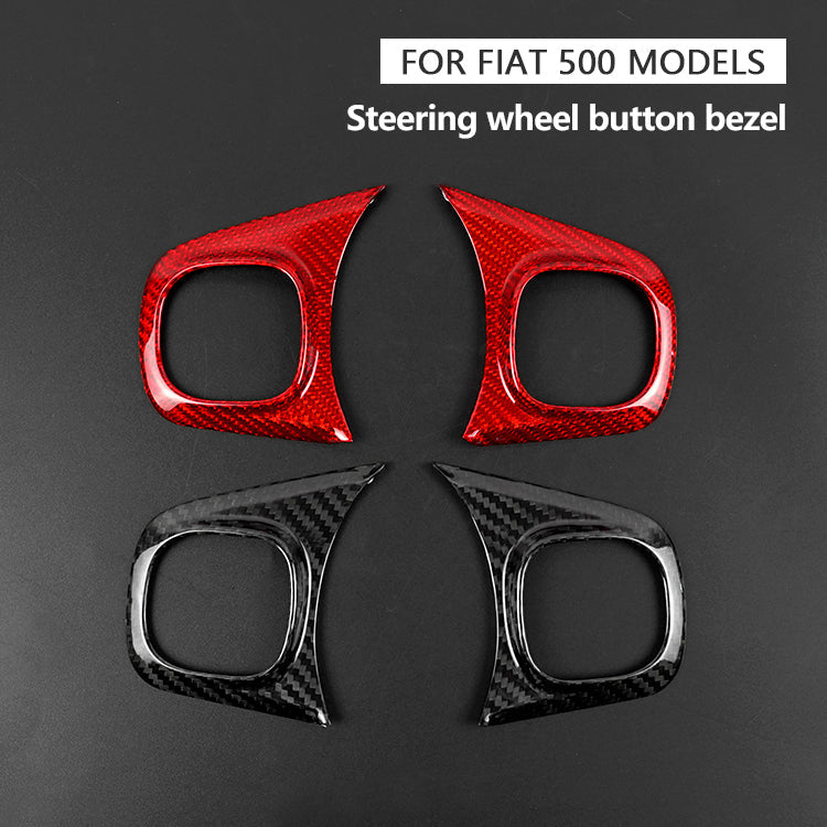 Cover per pulsanti volante; Coppia - Carbonio Nero o Rosso - Fiat 500 Abarth Restyling - Extreme Italia