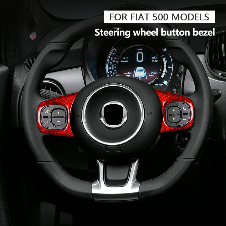 Cover per pulsanti volante; Coppia - Carbonio Nero o Rosso - Fiat 500 Abarth Restyling - Extreme Italia