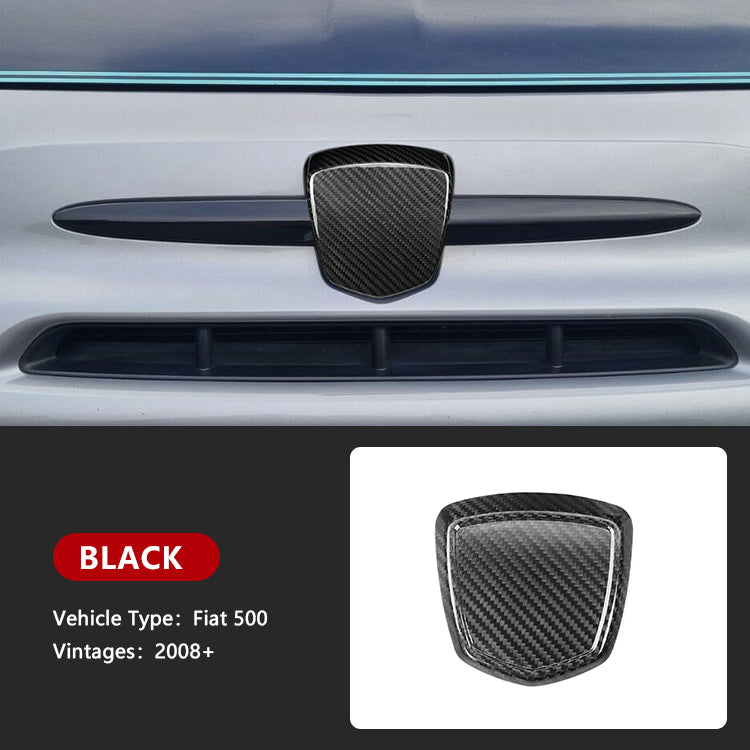 Cover logo posteriore, pieno - Stile Carbonio Forgiato - Fiat 500 Abarth Pre Restyling + Restyling