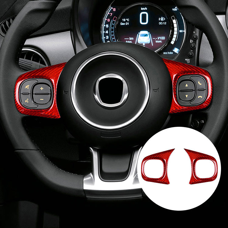 Cover per pulsanti volante; Coppia - Carbonio Nero o Rosso - Fiat 500 Abarth Restyling - Extreme Italia