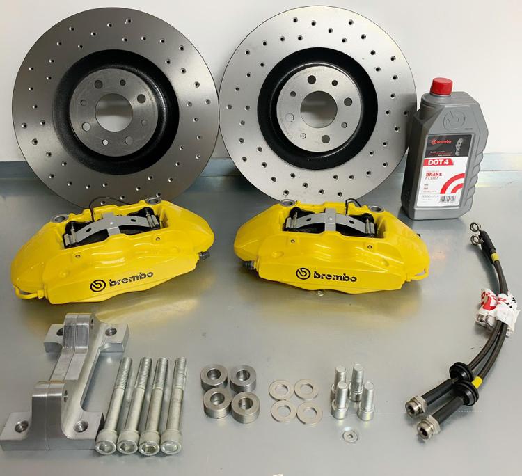 BRAKING SYSTEM 330MM PLAIN-DRILLED-GROOVED DISCS 500 ABARTH UPRATED NEW 2025