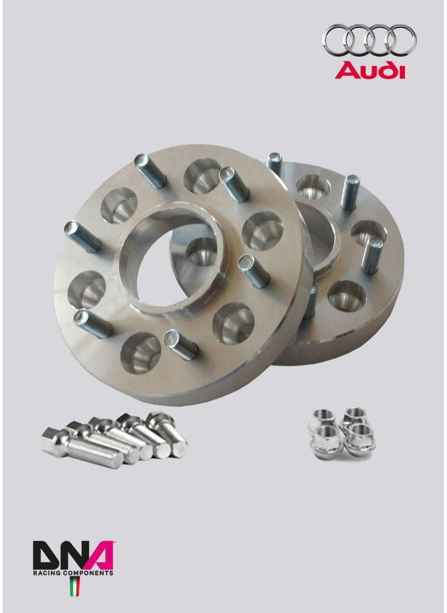 DISTANZIALI RUOTA (COPPIA) 30 mm AUDI A1-S1 8X1-8XK CON DOPPIA FORATURA + KIT BULLONI E DADI