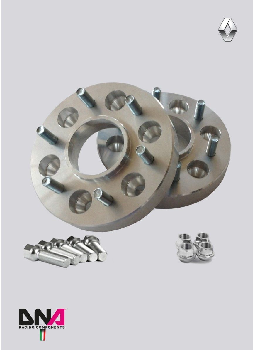 DISTANZIALI RUOTA RENAULT CLIO 4 E RS (COPPIA) 28mm A DOPPIA FORATURA + KIT BULLONI E DADI