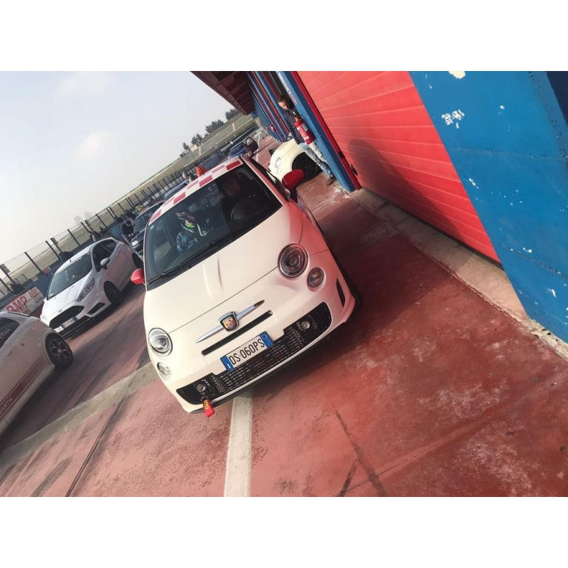 GRIGLIA FIAT 500 ABARTH ASSETTO CORSE ACCIAIO INOX NERO OPACO SENZA GANCIO SABELT