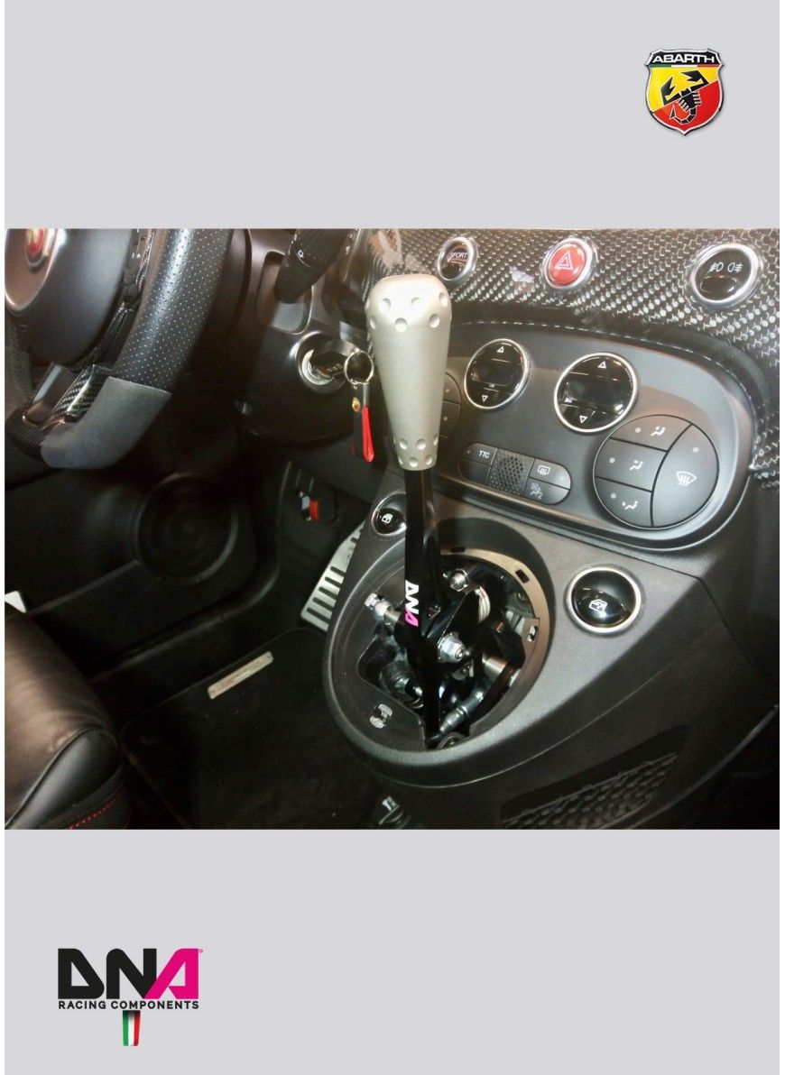 KIT LEVA CAMBIO CORTA ANODIZZATA ABARTH 500 REGOLABILE CON POMELLO IN TITANIO IN STILE 695 (SOLO ABARTH E MULTIJET)