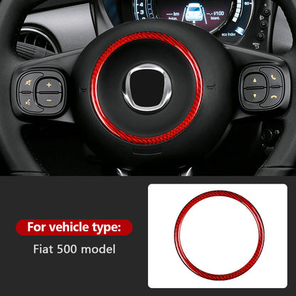 Cover cromatura volante - Carbonio Nero o Rosso - Fiat 500 Abarth Restyling
