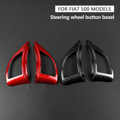 Cover pulsanti volante; Coppia - Carbonio Nero o Rosso - Fiat 500 Abarth Pre Restyling
