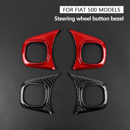 Cover per pulsanti volante; Coppia - Carbonio Nero o Rosso - Fiat 500 Abarth Restyling - Extreme Italia