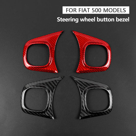 Cover per pulsanti volante; Coppia - Carbonio Nero o Rosso - Fiat 500 Abarth Restyling - Extreme Italia