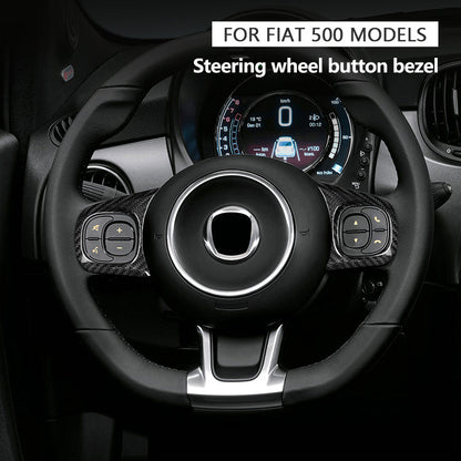 Cover per pulsanti volante; Coppia - Carbonio Nero o Rosso - Fiat 500 Abarth Restyling - Extreme Italia