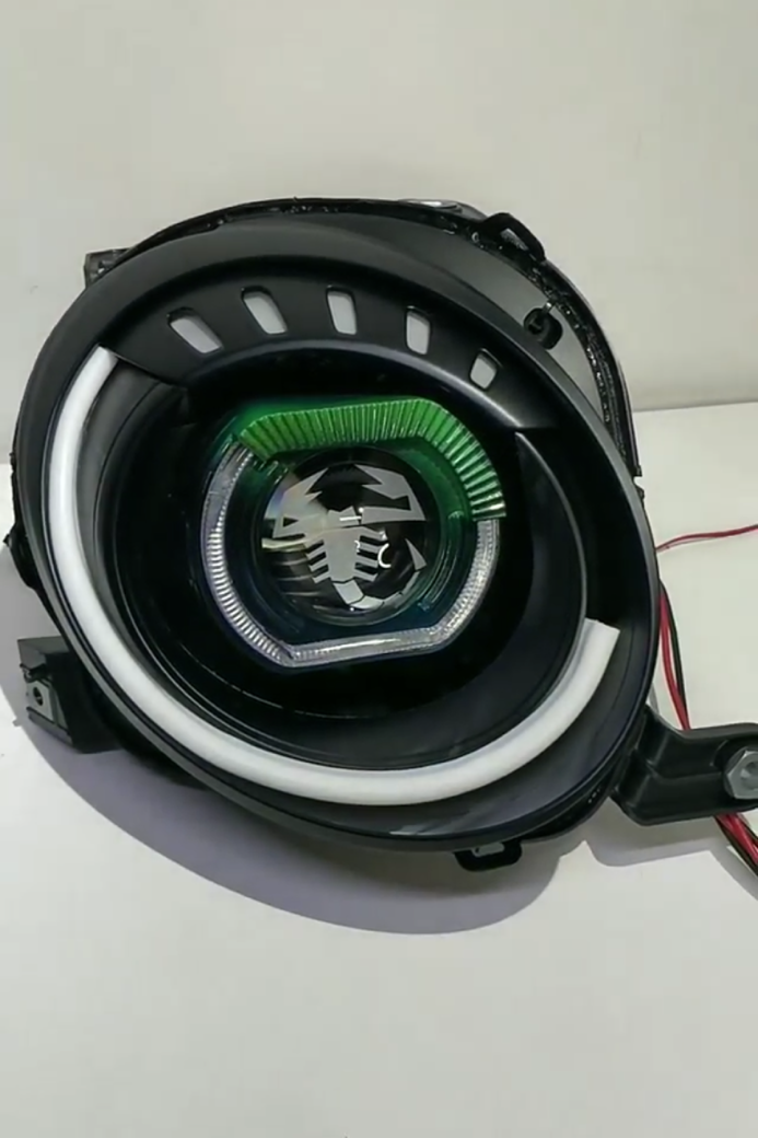 Coppia di fari Alogeni lenticolari BLACK BAD LOOK E STRIP LED - 500 Abarth - EXTR3ME ITALIA