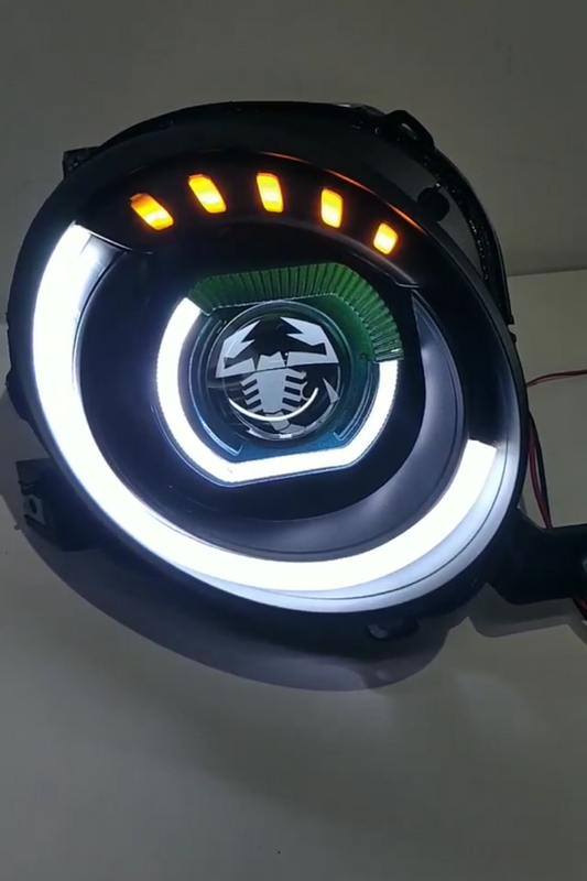 Coppia di fari Alogeni lenticolari BLACK BAD LOOK E STRIP LED - 500 Abarth - EXTR3ME ITALIA