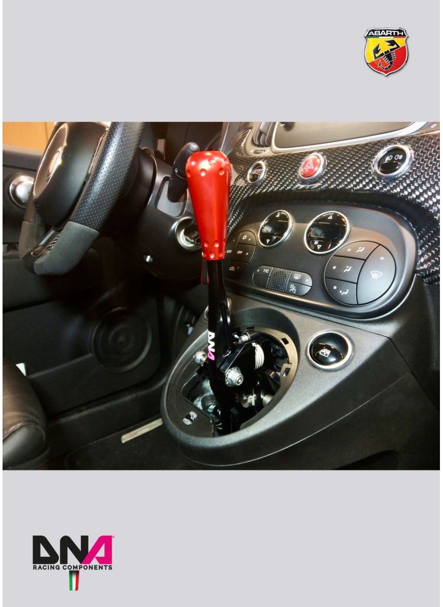 ABARTH 500 BLACK ANODISED PERFORMANCE ADJ SHORT SHIFTER CON KIT MANOPOLA ROSSA IN ALLUMINIO STILE 695 (SOLO ABARTH E MULTIJET)