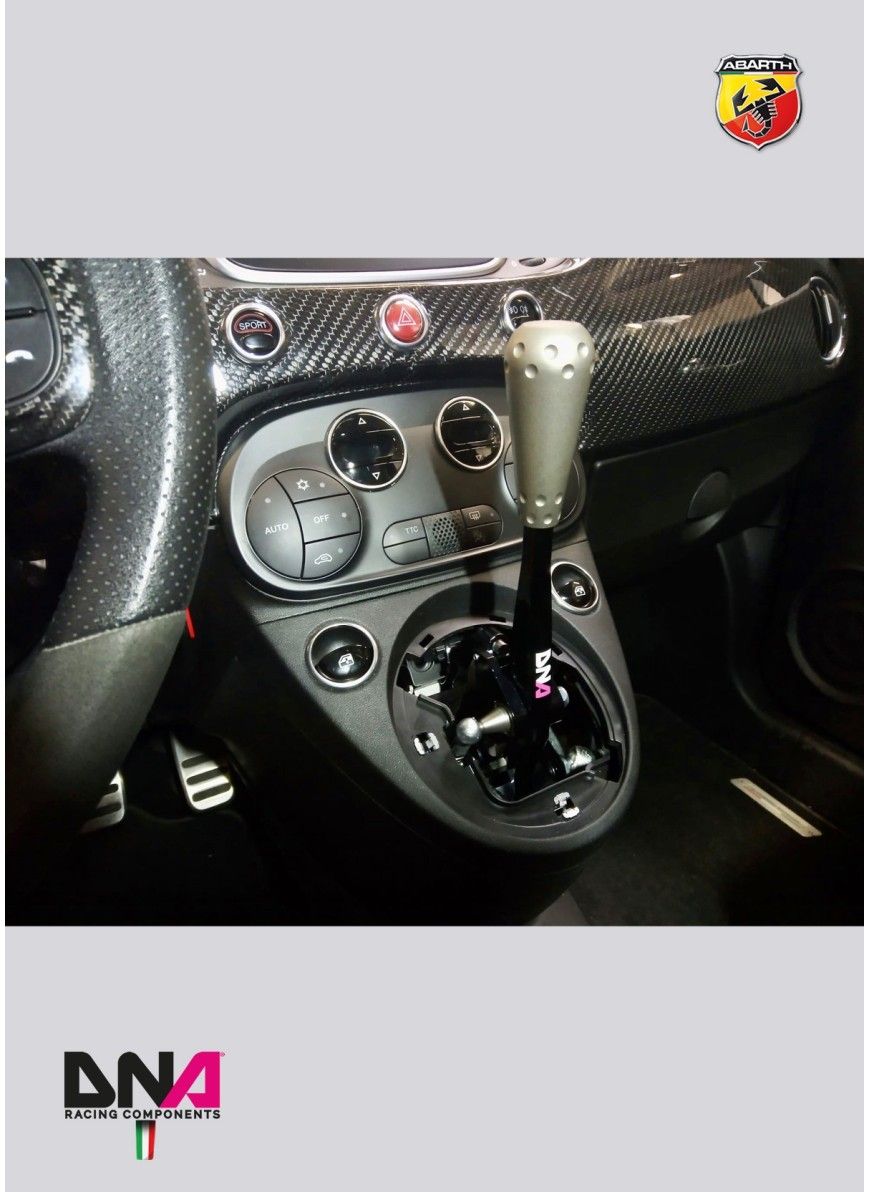ABARTH 500 NERO ANODIZZATO PERFORMANCE CAMBIO CORSA CORTA REGOLABILE CON POMELLO IN TITANIO IN STILE 695 IN ALLUMINIO (SOLO ABARTH E MULTIJET)