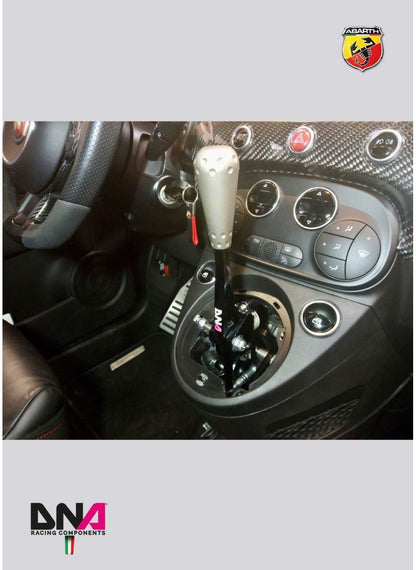 KIT LEVA CAMBIO CORTA ANODIZZATA ABARTH 500 REGOLABILE CON POMELLO IN TITANIO IN STILE 695 (SOLO ABARTH E MULTIJET)