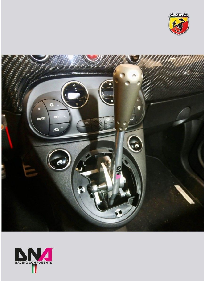 KIT LEVA CORTA REGOLABILE PER ABARTH 500 CON POMELLO IN ALLUMINIO TITANIO STILE 695 (SOLO ABARTH E MULTIJET)