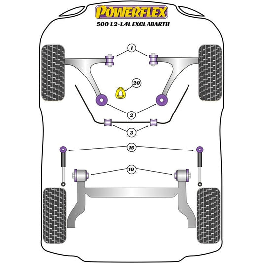 POWERFLEX 500 Abarth Boccola posteriore per braccio anteriore PFF16-502GBLK (BLACK SERIES)
